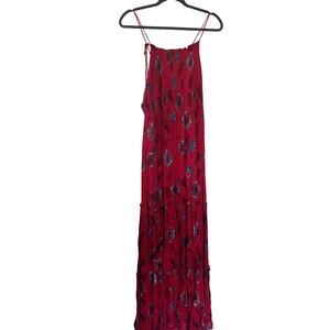Intimately Free People Womens Red Floral Floor Length Dress Size Large